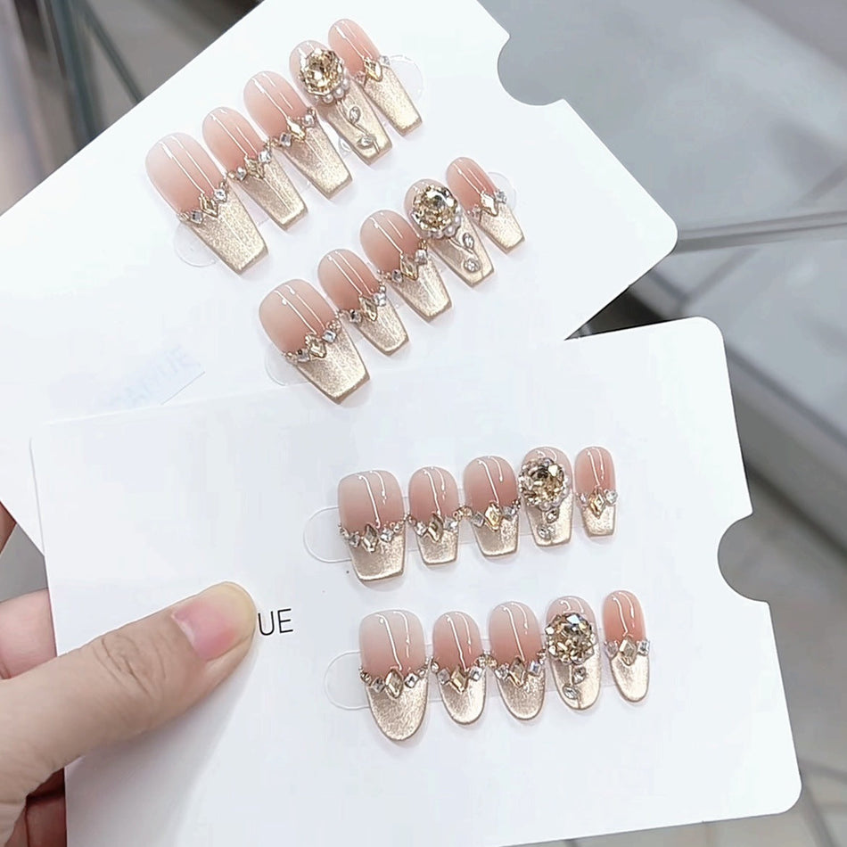 Champagne Rose Press-On Nails – Reusable Set