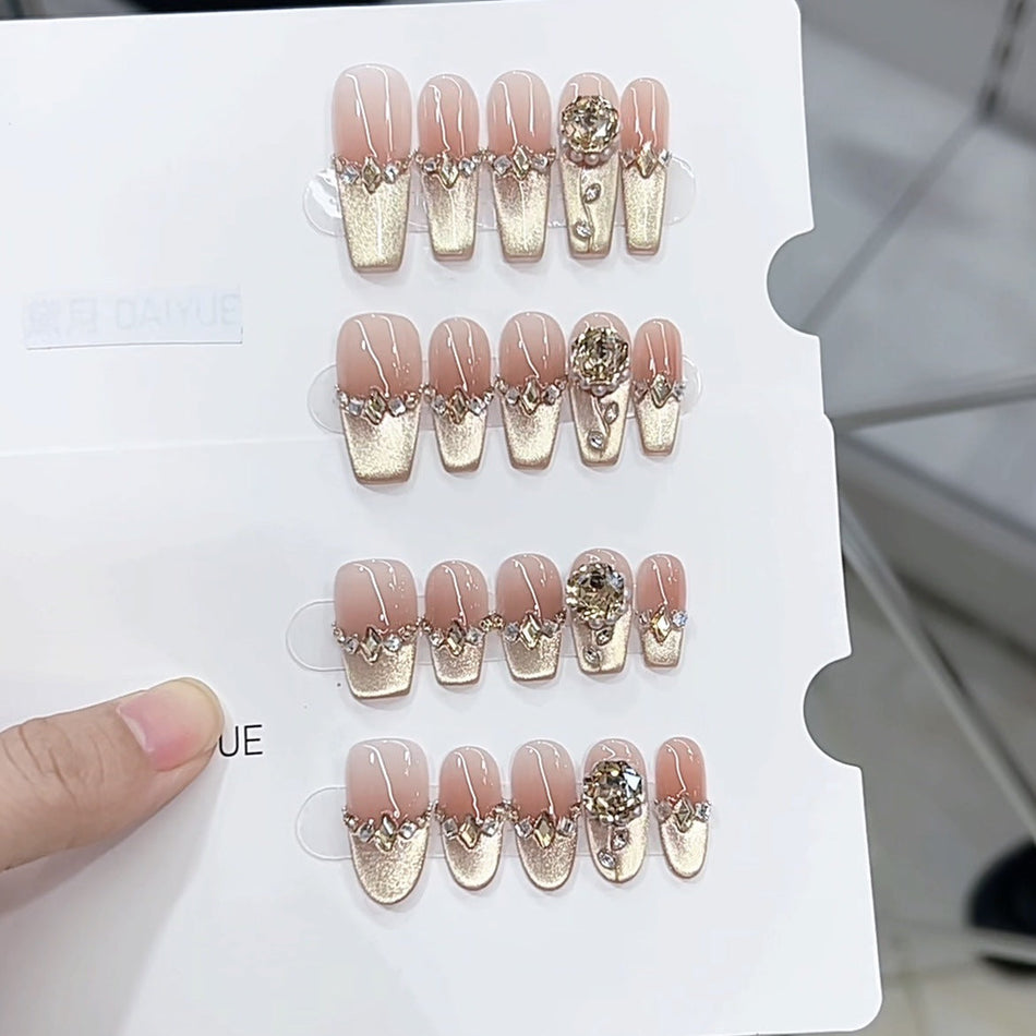 Champagne Rose Press-On Nails – Reusable Set