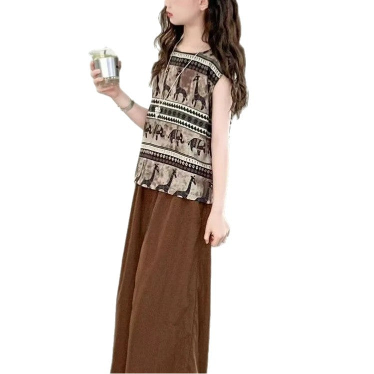 Girls’ Summer 2025 Sleeveless Two-Piece Set – Summer Kids Fashion Nepal | Tudoholic
