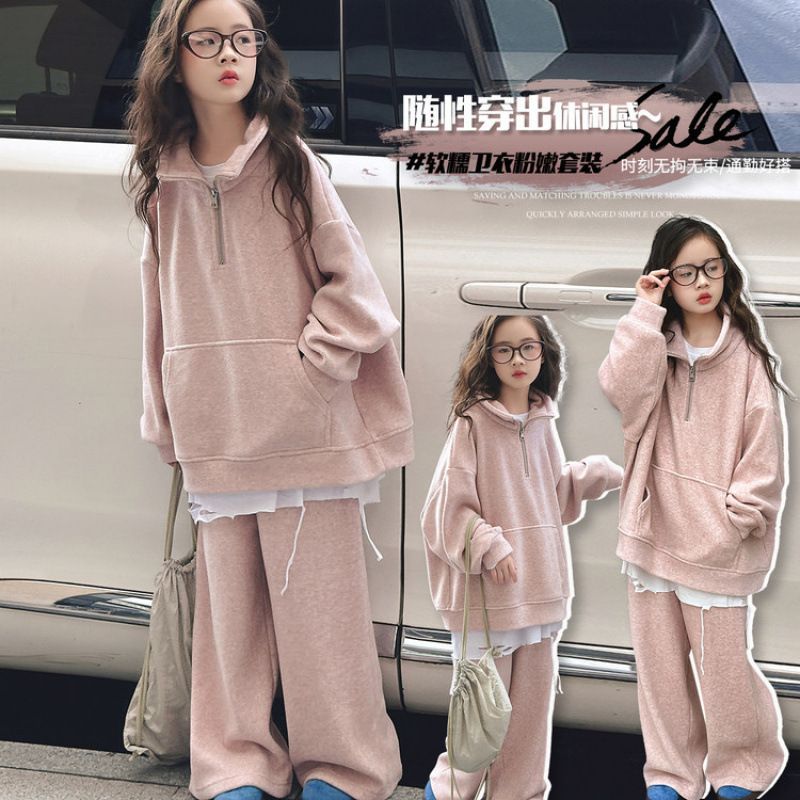 Girls’ Spring & Autumn 2025 Korean-Style Sweatshirt Set – Spring Autumn Kids Fashion Nepal | Tudoholic