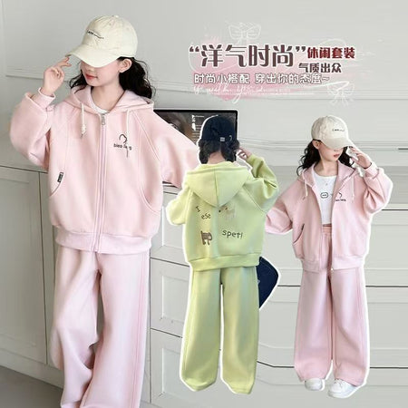 Girls’ Autumn 2025 Western-Style Hooded Two-Piece Set – Spring Autumn Kids Fashion Nepal | Tudoholic