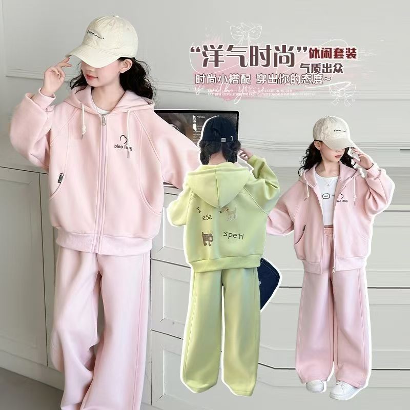 Girls’ Autumn 2025 Western-Style Hooded Two-Piece Set – Spring Autumn Kids Fashion Nepal | Tudoholic