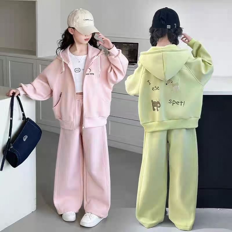 Girls’ Autumn 2025 Western-Style Hooded Two-Piece Set – Spring Autumn Kids Fashion Nepal | Tudoholic