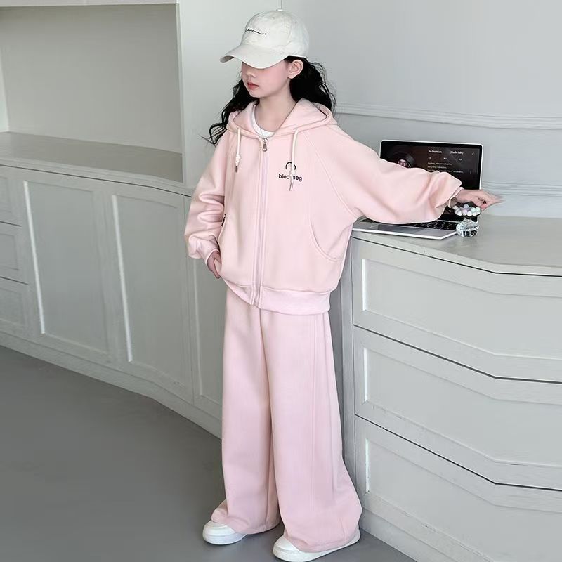 Girls’ Autumn 2025 Western-Style Hooded Two-Piece Set – Spring Autumn Kids Fashion Nepal | Tudoholic