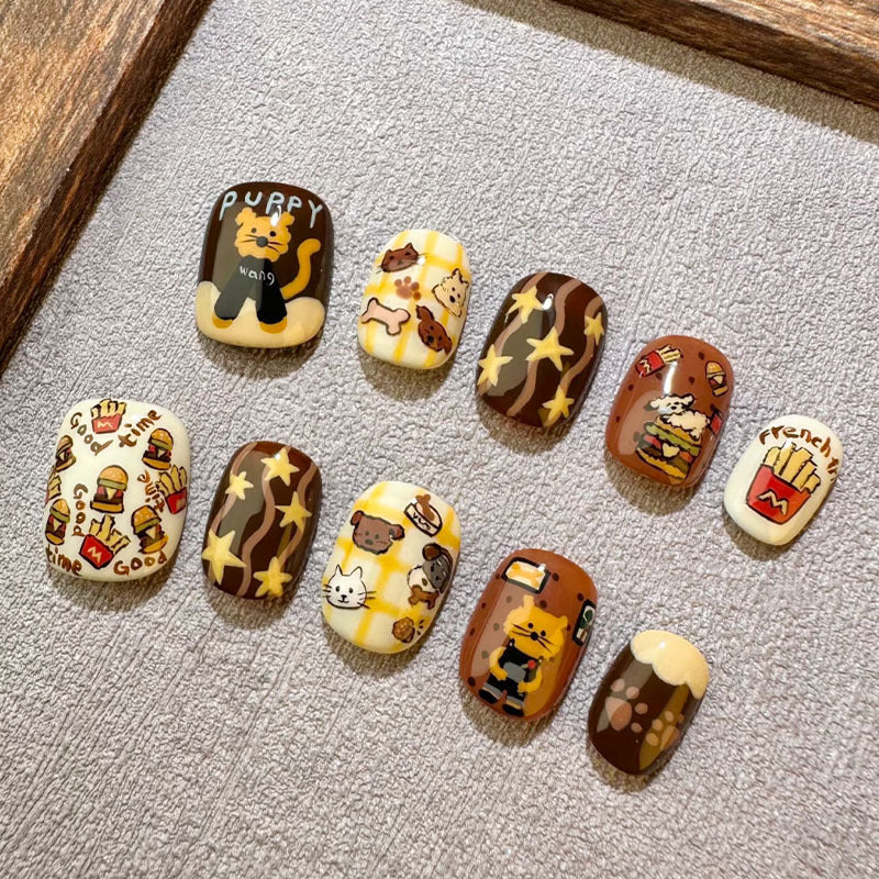Cute Bean Style Nails – Whitening Press-On Set