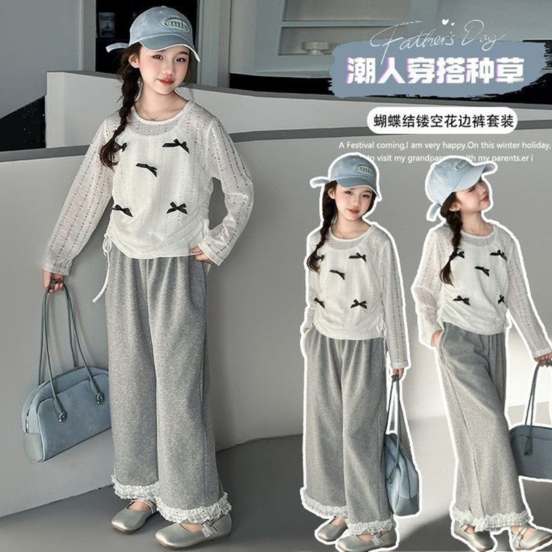 Girls’ Autumn 2025 Long-Sleeve Casual Two-Piece Set – Spring Autumn Kids Fashion Nepal | Tudoholic