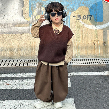 Boys’ Autumn 2025 Three-Piece Vest Suit – Spring Autumn Kids Fashion Nepal | Tudoholic