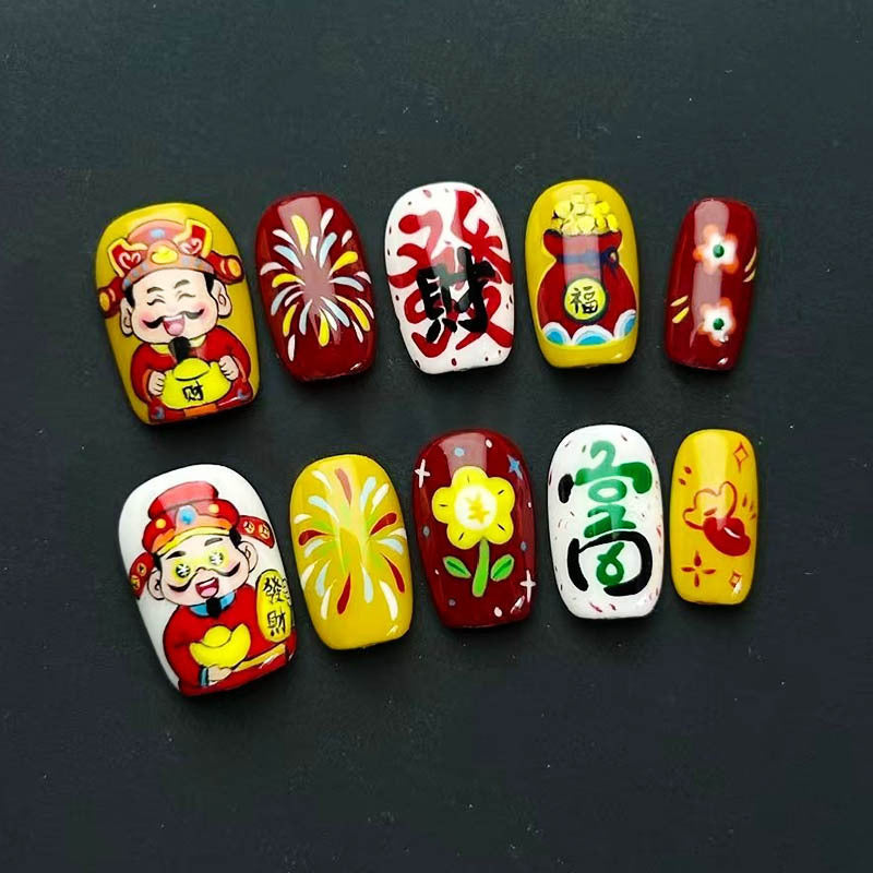 New Year Cat Eye Red Wearable Nails – Premium Style