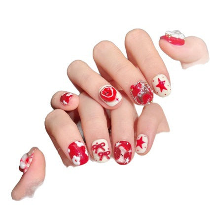 Red Diamond Star Bow Nails – Sweet Style