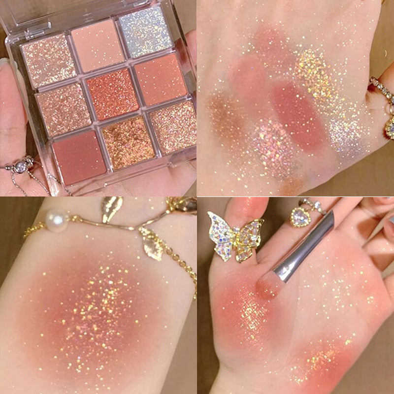 Sparkling 9-Color Eyeshadow – Nude & Glitter