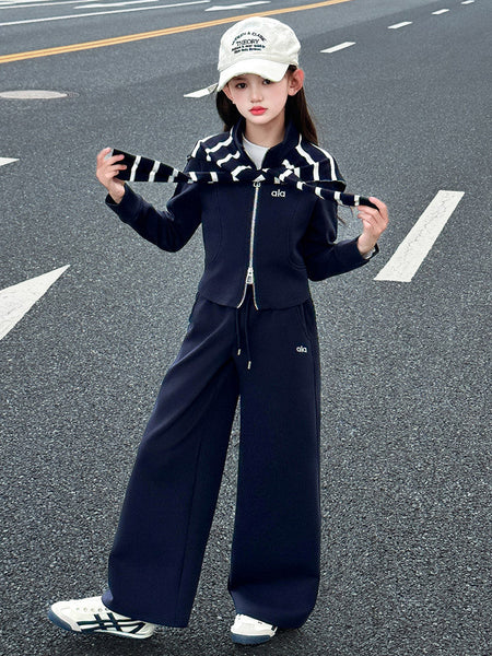 Girls’ Korean-Style Striped Shawl Two-Piece Set – Kids Fashion Nepal | Tudoholic