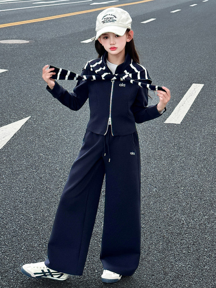 Girls’ Korean-Style Striped Shawl Two-Piece Set – Kids Fashion Nepal | Tudoholic