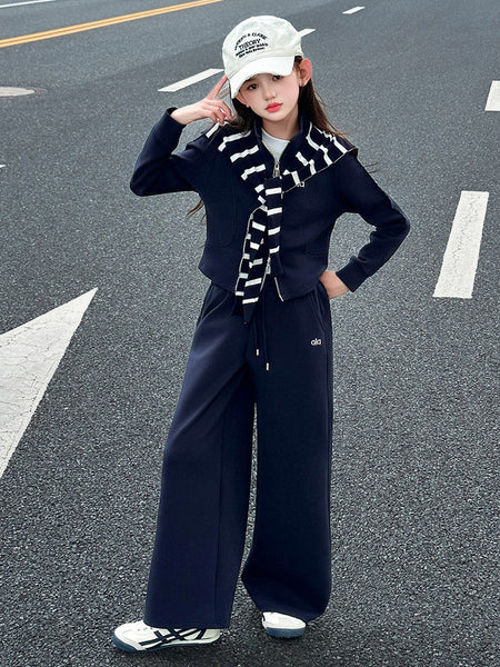 Girls’ Korean-Style Striped Shawl Two-Piece Set – Kids Fashion Nepal | Tudoholic
