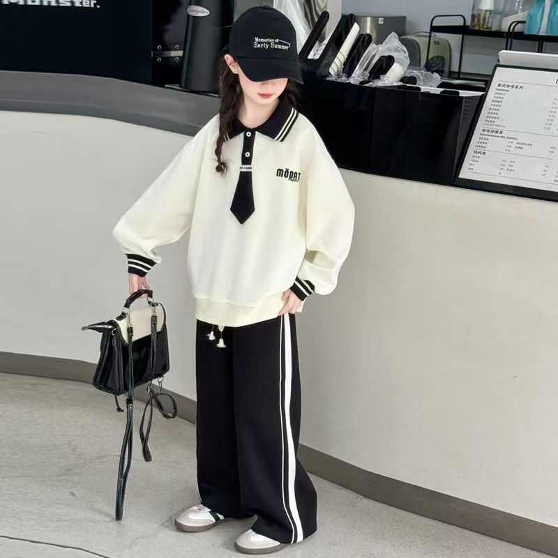 Girls’ Autumn 2025 College Style Two-Piece Set – Spring Autumn Kids Fashion Nepal | Tudoholic