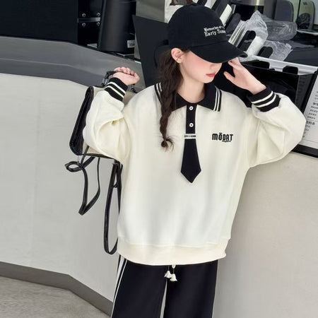 Girls’ Autumn 2025 College Style Two-Piece Set – Spring Autumn Kids Fashion Nepal | Tudoholic
