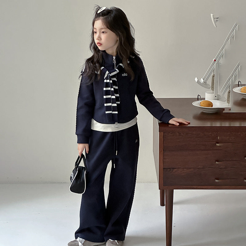 Girls’ Spring & Fall 2025 Striped Two-Piece Set – Spring Autumn Kids Fashion Nepal | Tudoholic