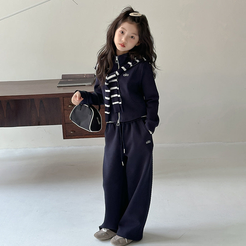 Girls’ Spring & Fall 2025 Striped Two-Piece Set – Spring Autumn Kids Fashion Nepal | Tudoholic