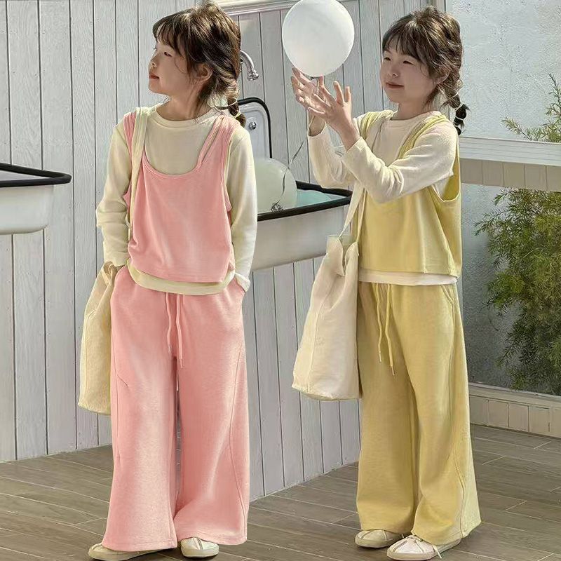 Girls’ Autumn 2025 3-Piece Vest & Wide-Leg Set – Spring Autumn Kids Fashion Nepal | Tudoholic