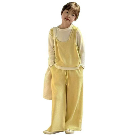 Girls’ Autumn 2025 3-Piece Vest & Wide-Leg Set – Spring Autumn Kids Fashion Nepal | Tudoholic