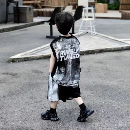 Boys’ Summer 2025 K-Style Vest Two-Piece Set – Summer Kids Fashion Nepal | Tudoholic