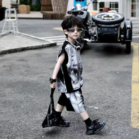 Boys’ Summer 2025 K-Style Vest Two-Piece Set – Summer Kids Fashion Nepal | Tudoholic