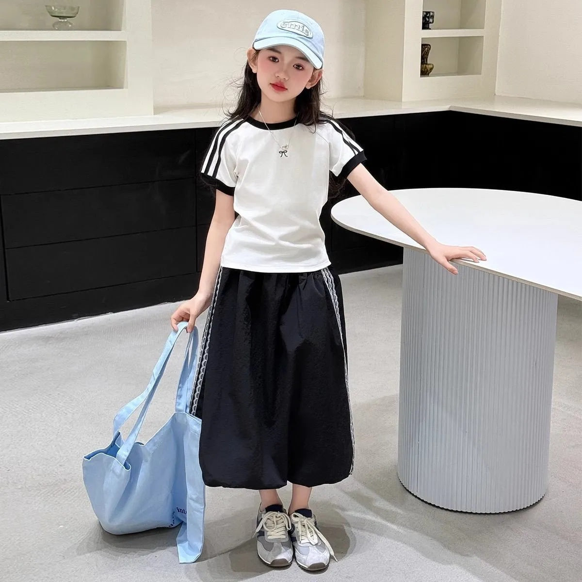 Girls’ Summer 2025 Korean-Style Two-Piece Set – Summer Kids Fashion Nepal | Tudoholic