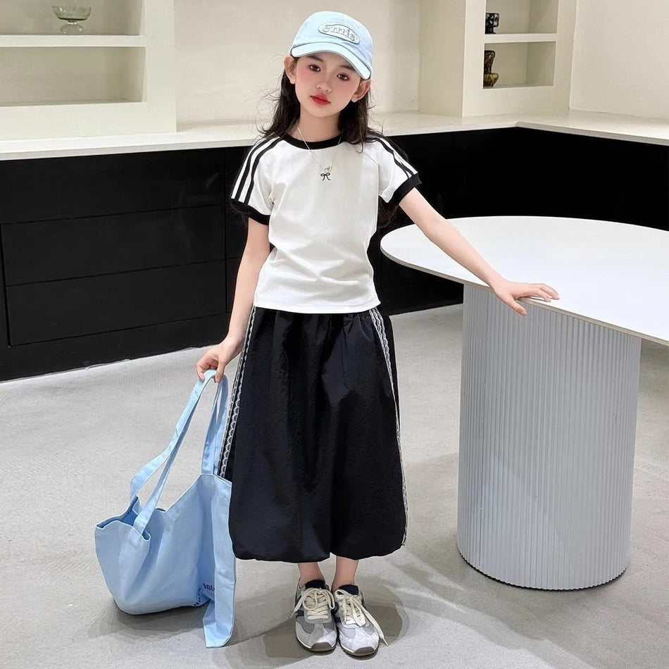 Girls’ Summer 2025 Korean-Style Two-Piece Set – Summer Kids Fashion Nepal | Tudoholic