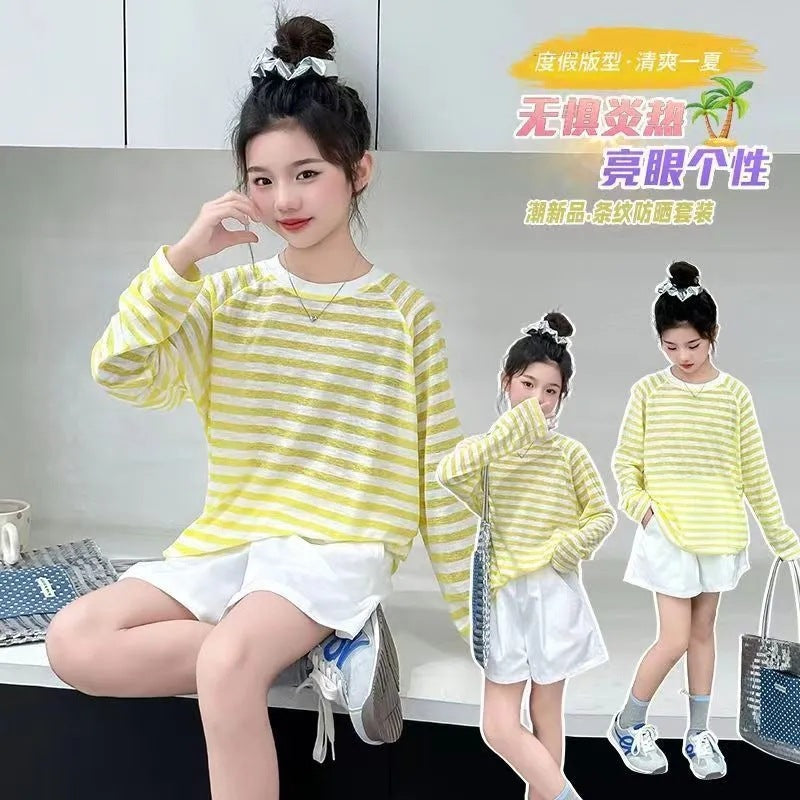 Girls’ Summer 2025 Sun Protection Two-Piece Set – Summer Kids Fashion Nepal | Tudoholic