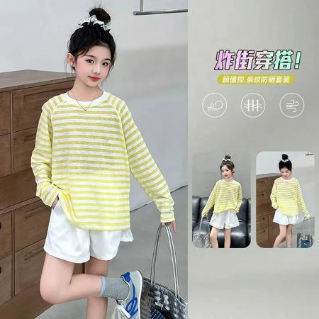Girls’ Summer 2025 Sun Protection Two-Piece Set – Summer Kids Fashion Nepal | Tudoholic