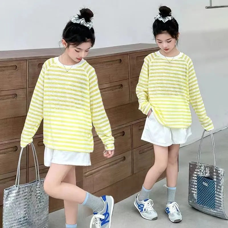 Girls’ Summer 2025 Sun Protection Two-Piece Set – Summer Kids Fashion Nepal | Tudoholic