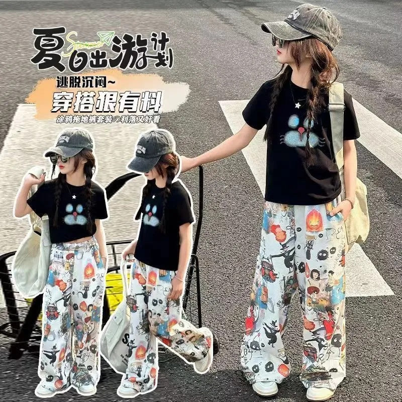 Girls’ Summer 2025 Graffiti Two-Piece Set – Summer Kids Fashion Nepal | Tudoholic