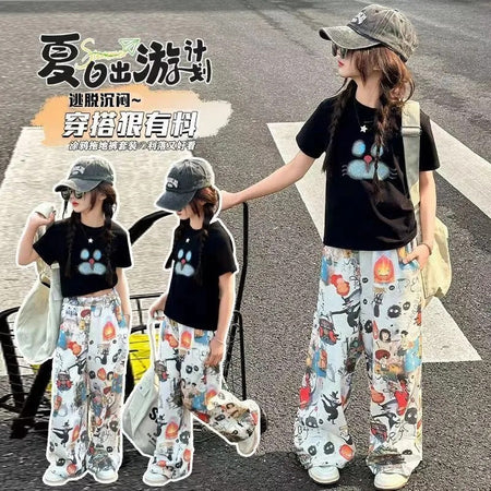 Girls’ Summer 2025 Graffiti Two-Piece Set – Summer Kids Fashion Nepal | Tudoholic