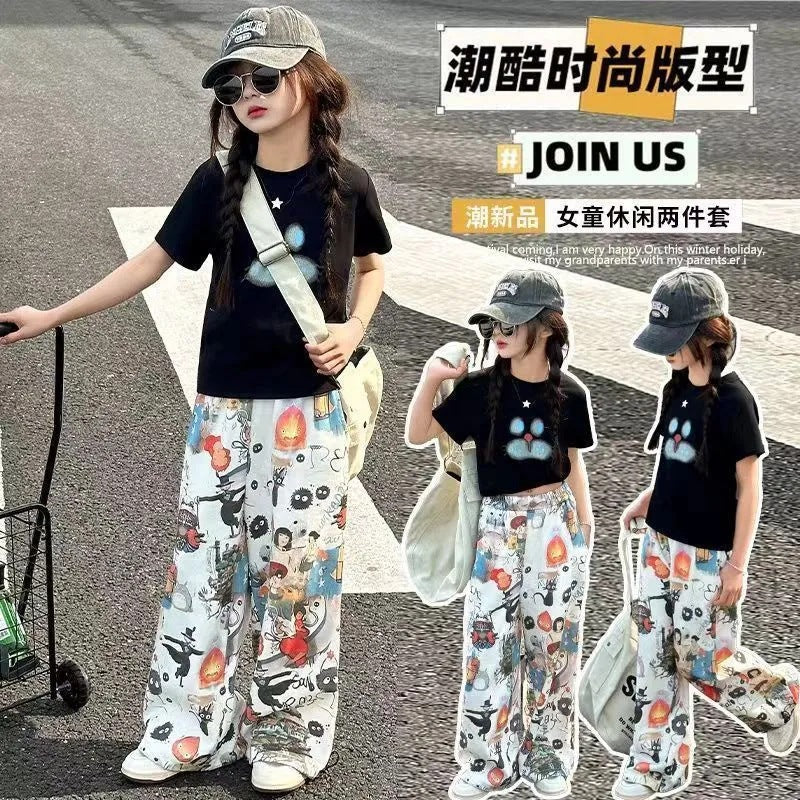 Girls’ Summer 2025 Graffiti Two-Piece Set – Summer Kids Fashion Nepal | Tudoholic