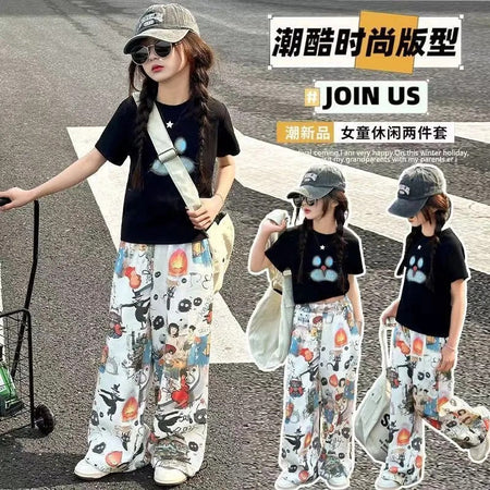 Girls’ Summer 2025 Graffiti Two-Piece Set – Summer Kids Fashion Nepal | Tudoholic