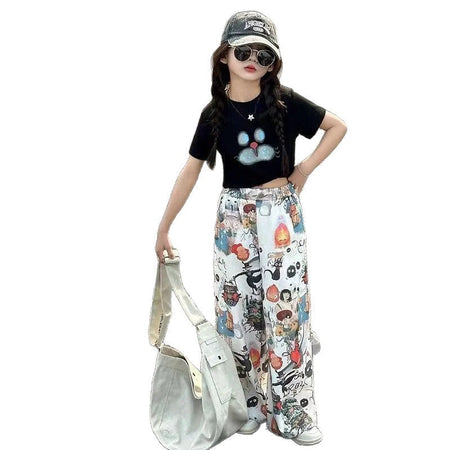 Girls’ Summer 2025 Graffiti Two-Piece Set – Summer Kids Fashion Nepal | Tudoholic