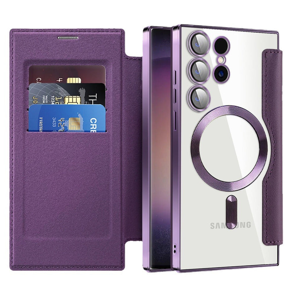 Samsung S26 Ultra Gold Magnetic Leather Flip Case