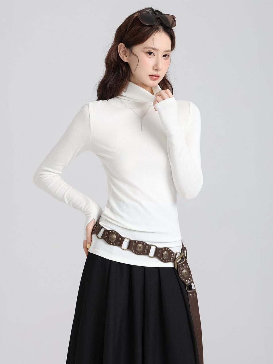 Off-White Half High Collar Slim Base Shirt Women