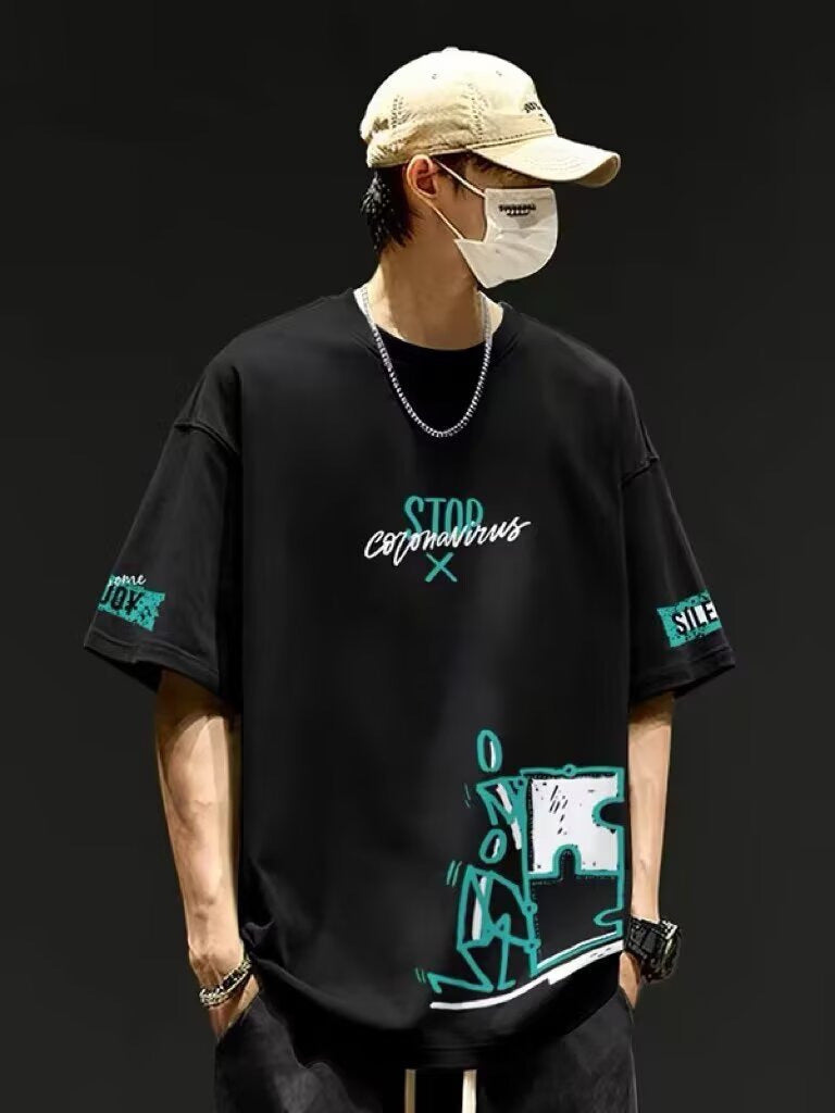 Hong Kong Style Printed Loose Summer T-Shirt