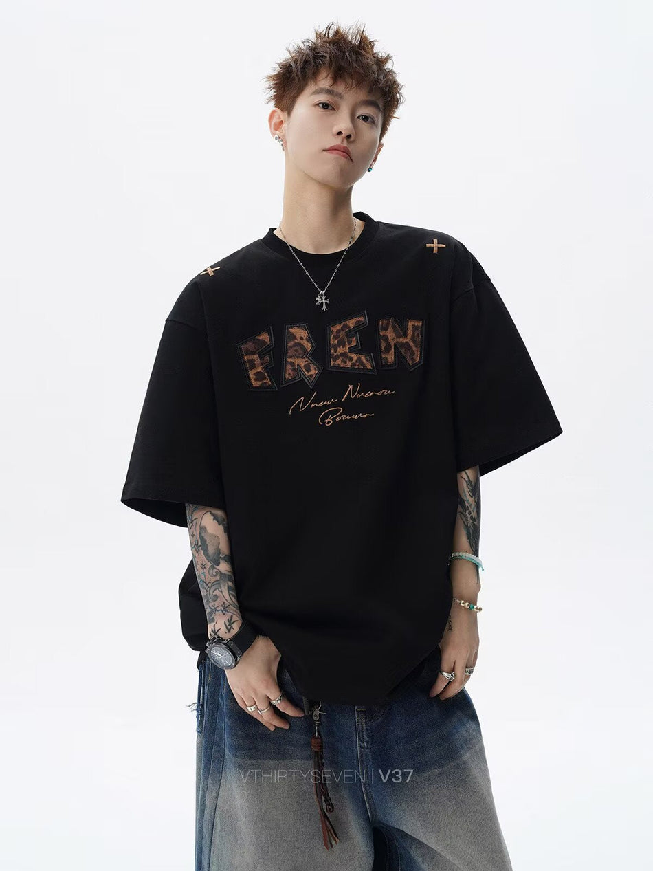 Leopard Print Contrast High Street T-Shirt