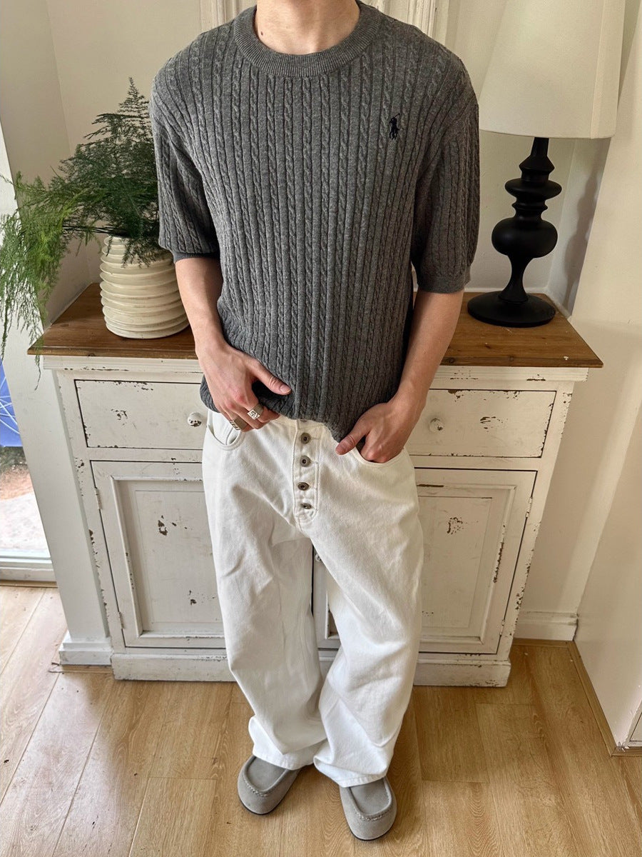 Old Money Style Knitted Round Neck Summer T-Shirt
