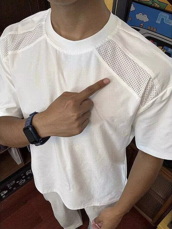 Deconstructed Mesh Stitch Loose Summer T-Shirt