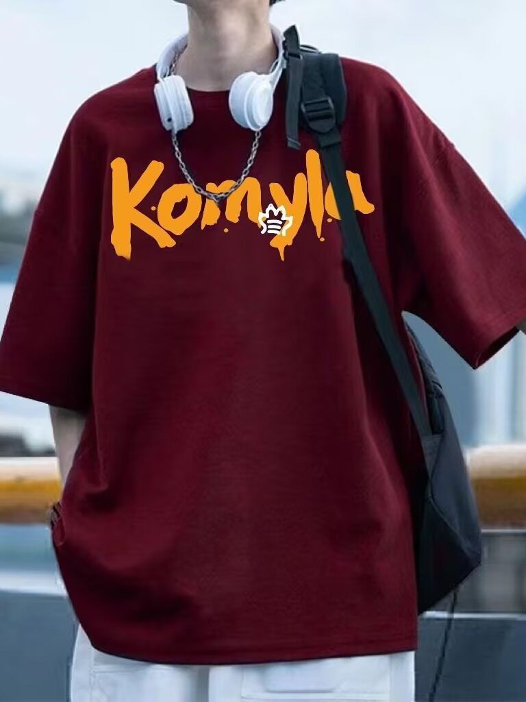 Artistic Letter Print Loose Summer T-Shirt