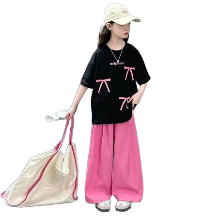 Girls Summer Sportswear 2025 – Bow Two-Piece Set – Summer Kids Fashion Nepal | Tudoholic