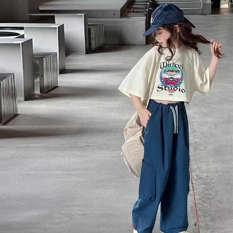 Girls Summer Leisure Set 2025 – Wide-Leg Two-Piece – Summer Kids Fashion Nepal | Tudoholic