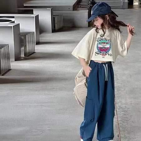 Girls Summer Leisure Set 2025 – Wide-Leg Two-Piece – Summer Kids Fashion Nepal | Tudoholic
