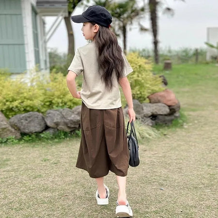 Girls Summer 2025 Two-Piece Wide-Leg Fashion Set – Summer Kids Fashion Nepal | Tudoholic