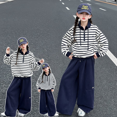 Girls 2026 Korean-Style Striped Two-Piece Suit – Kids Fashion Nepal | Tudoholic