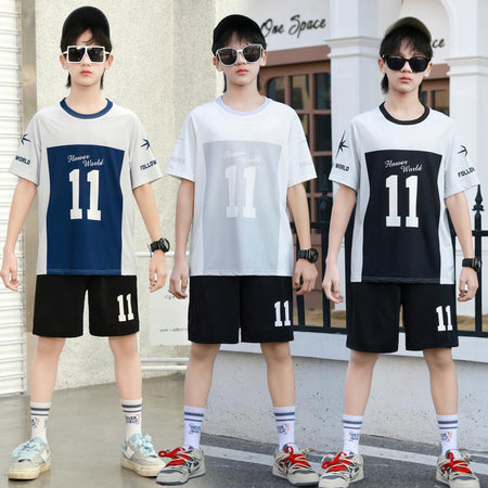Boys Summer 2026 Western-Style Two-Piece Sports Suit – Summer Kids Fashion Nepal | Tudoholic