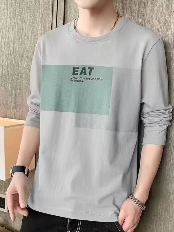 Contrast Color Letter Print Long Sleeve T-Shirt
