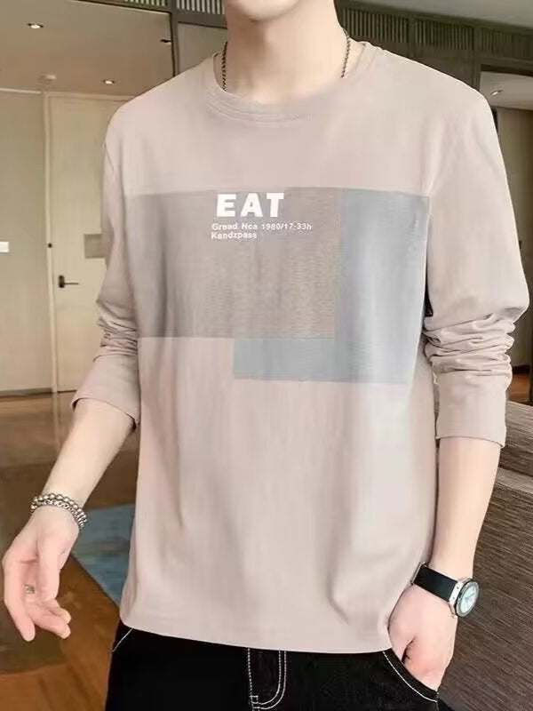 Contrast Color Letter Print Long Sleeve T-Shirt